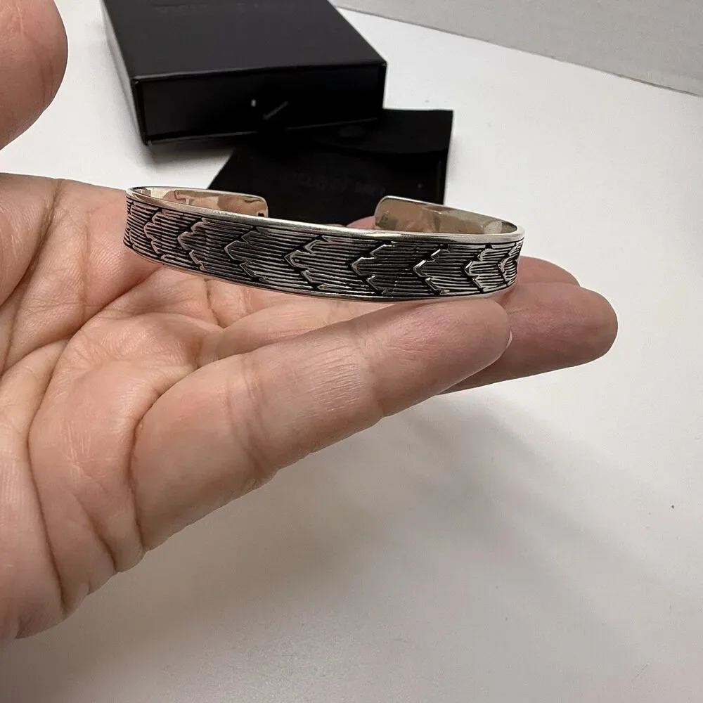 Yield Of Men 925 Sterling Silver Etched Cuff Bracelet 20.54g